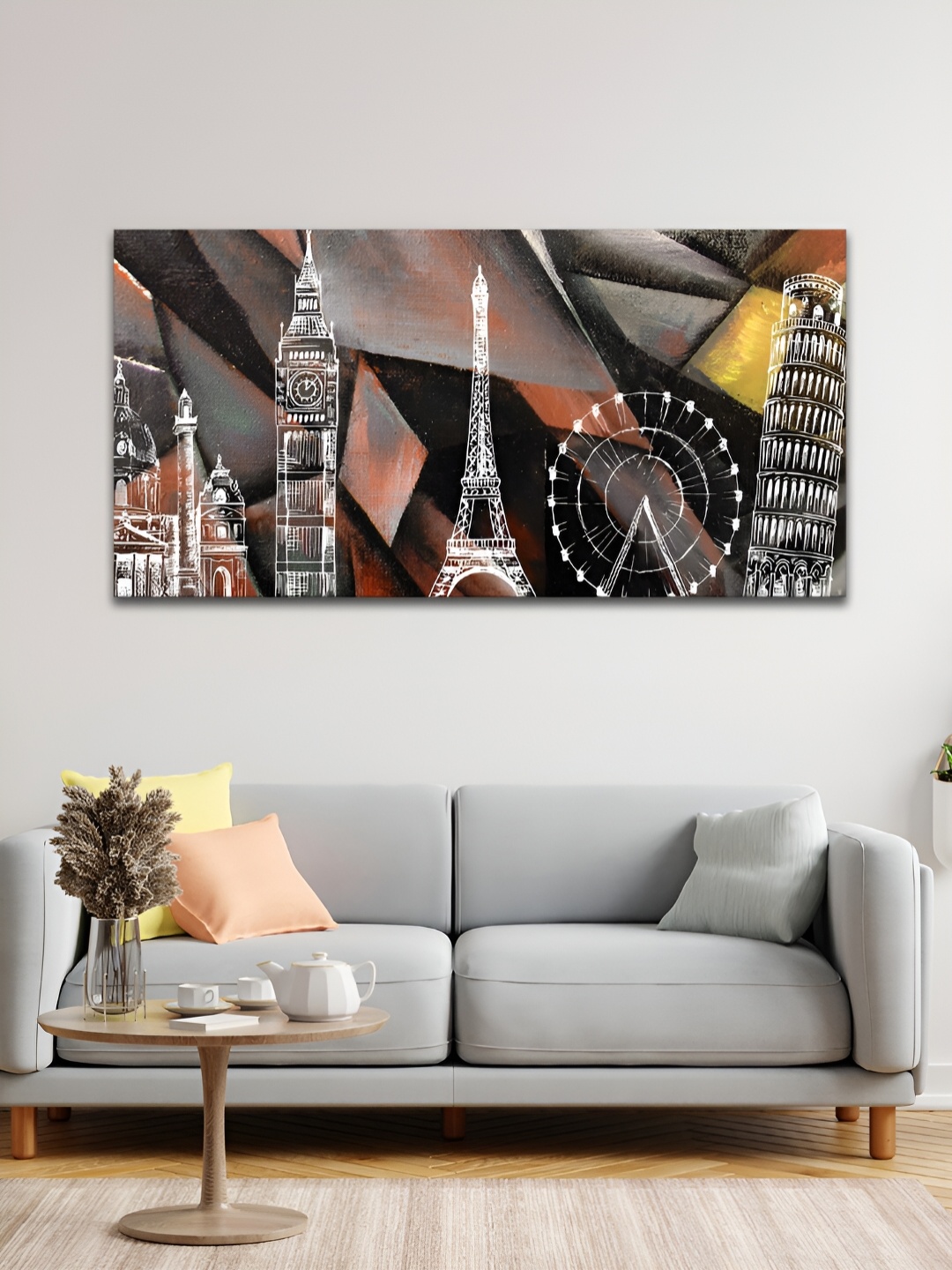 

VibeCrafts Black & Peach-Coloured Canvas Painting Wall Art