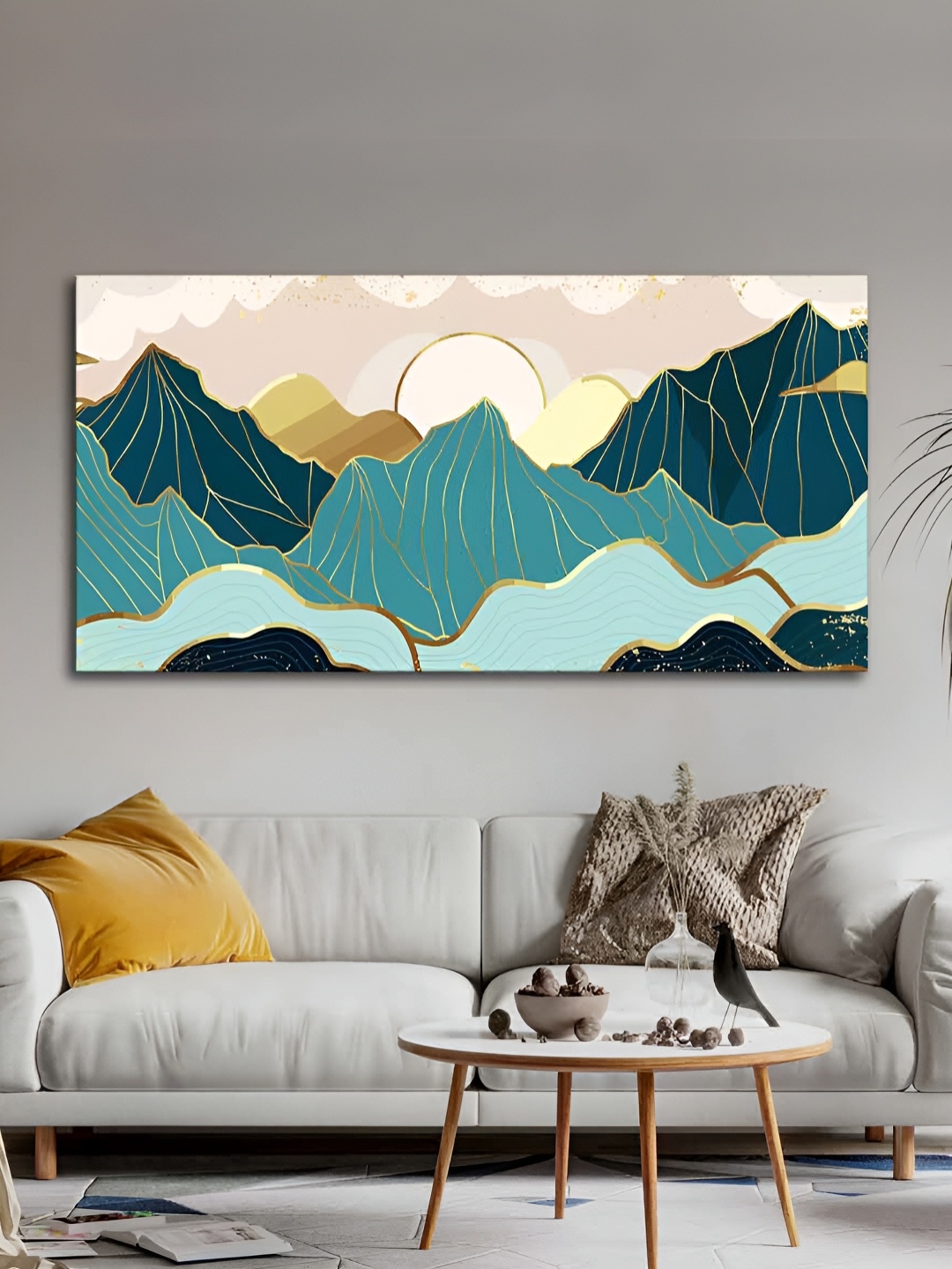 

VibeCrafts Green & Blue Canvas Painting Wall Art