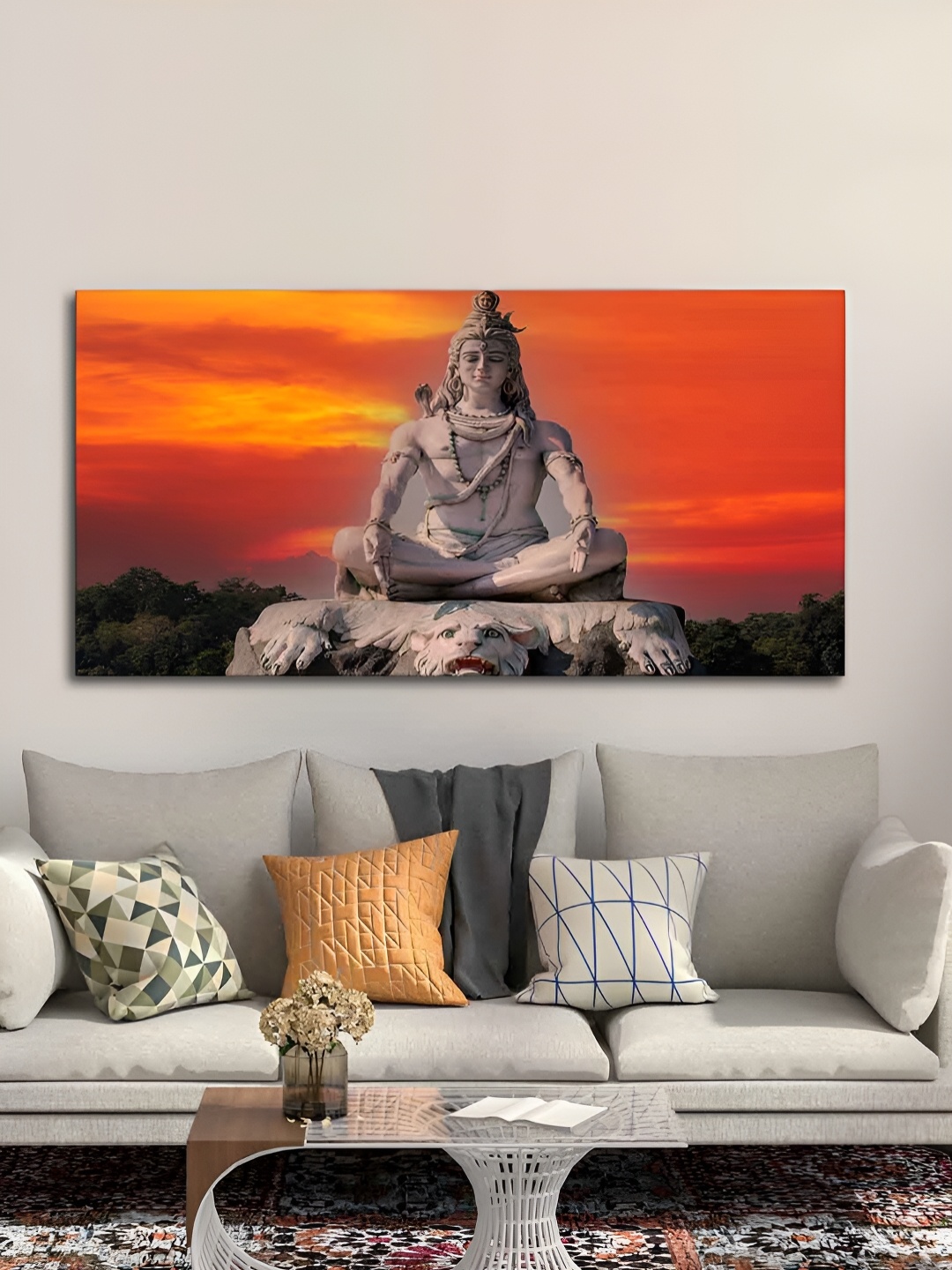 

VibeCrafts Orange & Grey Canvas Painting Wall Art