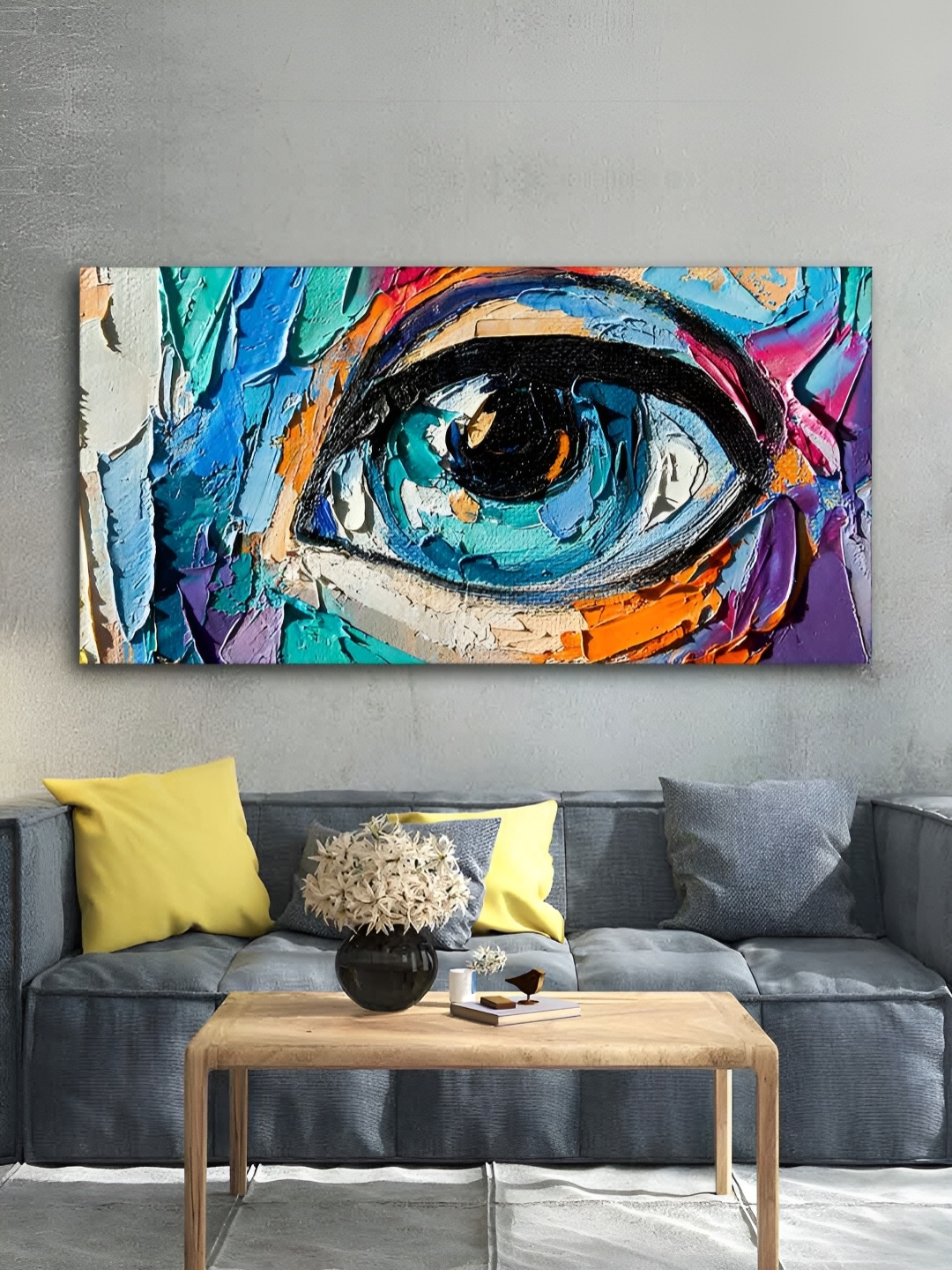 

VibeCrafts Blue & Black Abstract Canvas Painting Wall Art