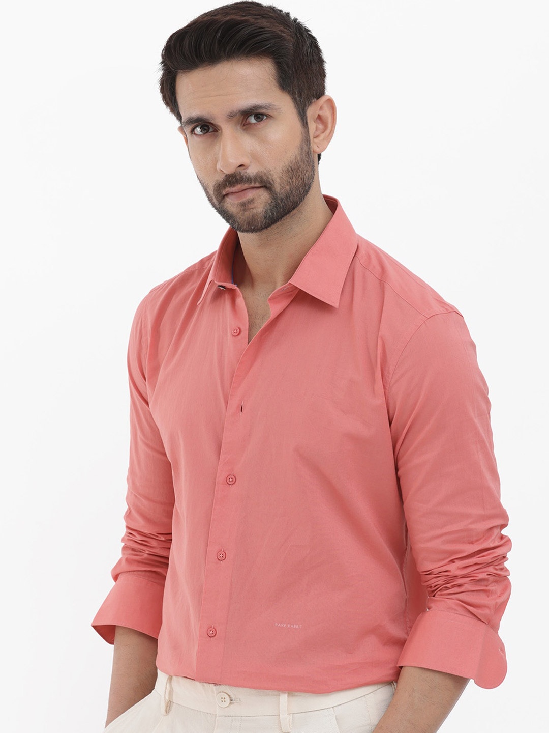 

RARE RABBIT Men Cambo Slim Fit Cotton Shirt, Pink