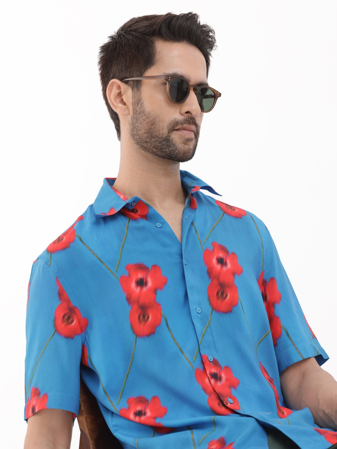 

RARE RABBIT Men Bloomer Slim Fit Floral Printed Shirt, Blue