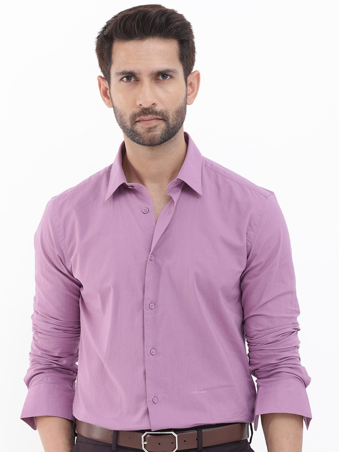 

RARE RABBIT Men Cambo Slim Fit Cotton Shirt, Purple