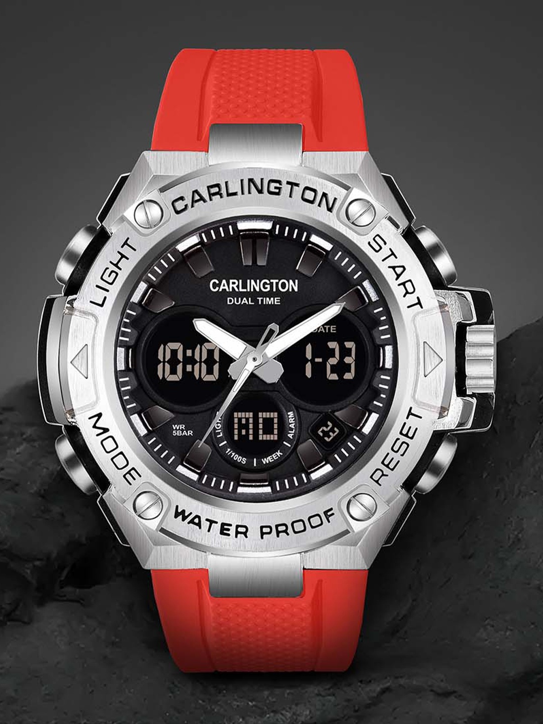 

CARLINGTON Men Analogue Chronograph Watch Endurance 9107 Red, Black