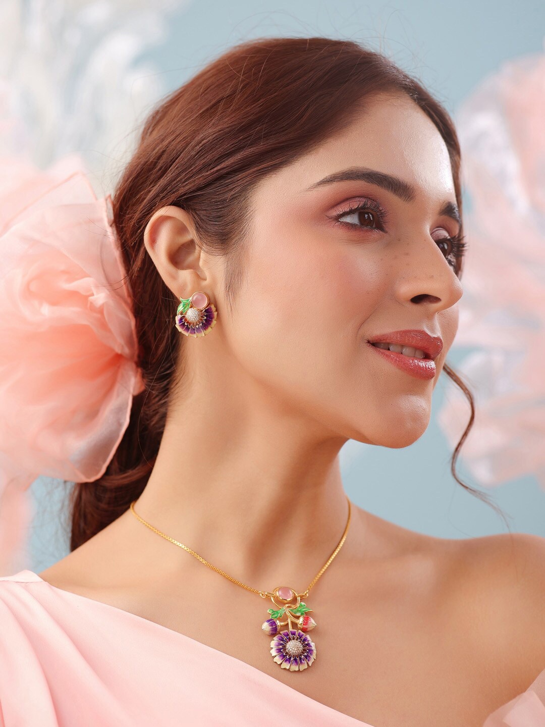 

Kicky And Perky Gold-Plated Floral 925 Sterling Silver Stud Earrings