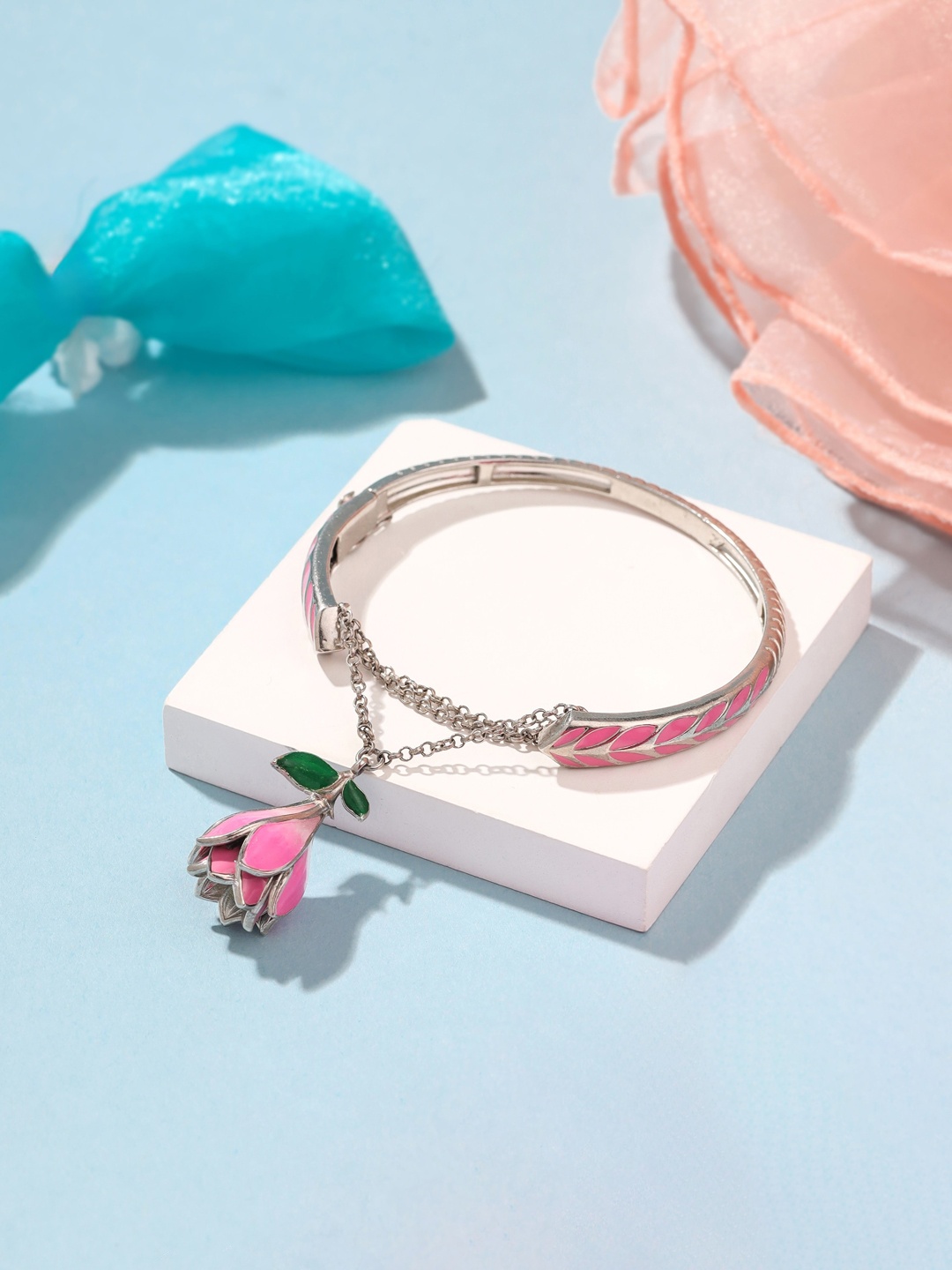 

Kicky And Perky 92.5 Sterling Silver Enamelled Bangle-Style Bracelet