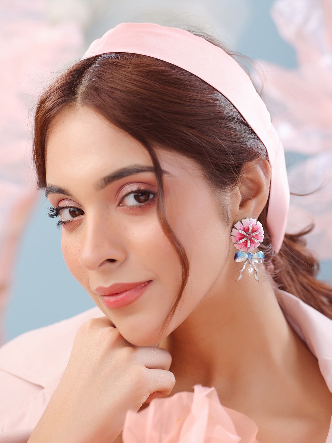 

Kicky And Perky 925 Sterling Silver Enamel Floral Drop Earrings