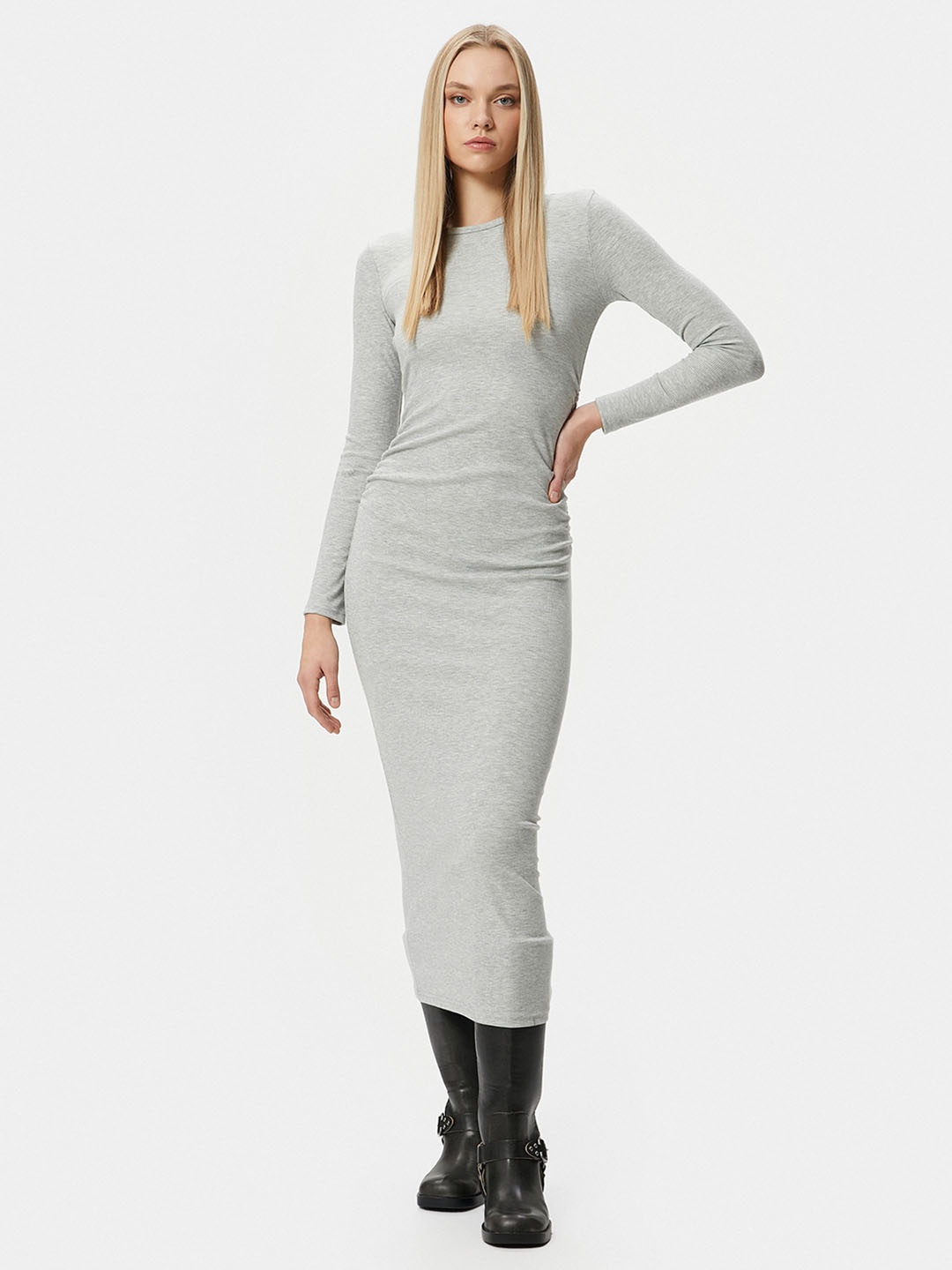 

Koton Long Sleeves Bodycon Maxi Dress, Grey