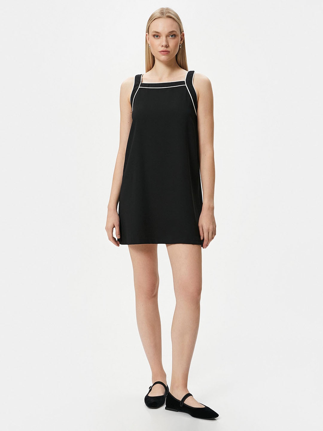 

Koton Shoulder Straps A-Line Mini Dress, Black