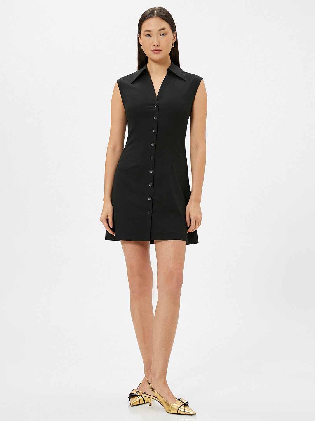 

Koton Sleeveless Shirt Mini Dress, Black