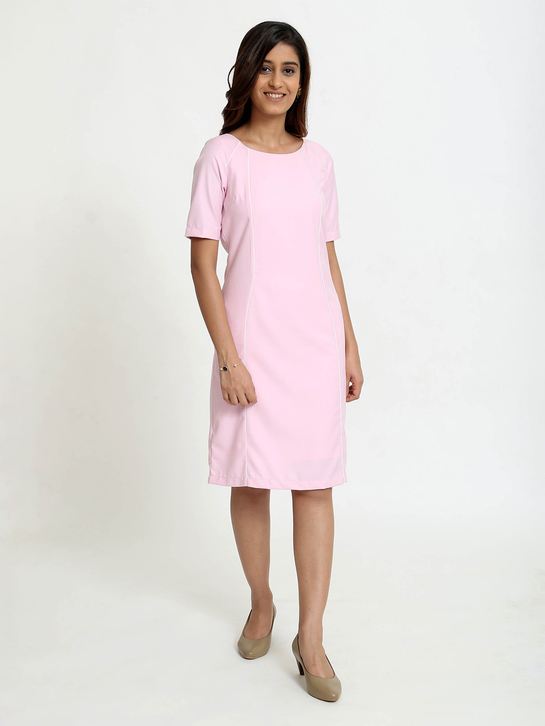 

SALT ATTIRE Conch Boat Neck A-Line Dress, Pink
