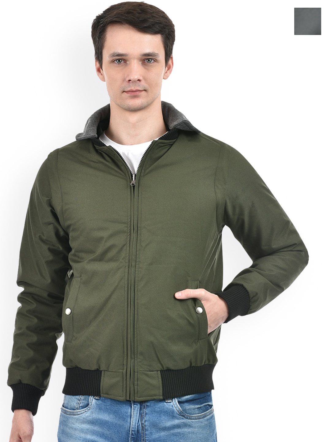 

Lawman pg3 Detachable Hooded Reversible Bomber Jacket, Olive