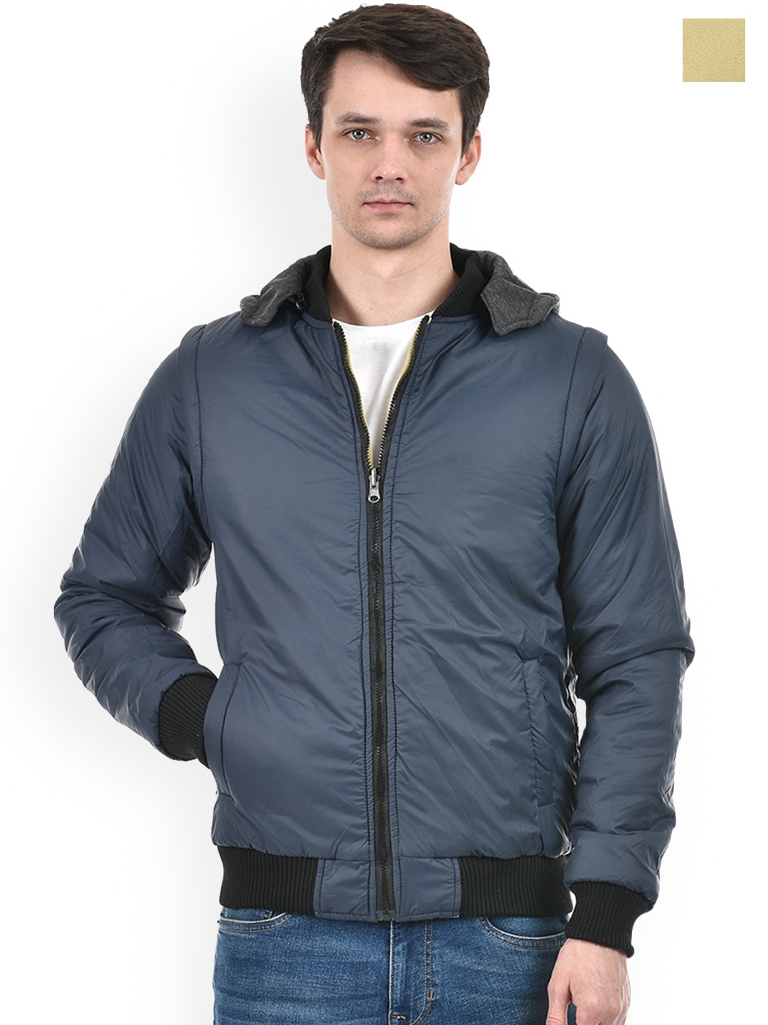 

Lawman pg3 Detachable Hooded Long Sleeves Reversible Bomber Jacket, Multi