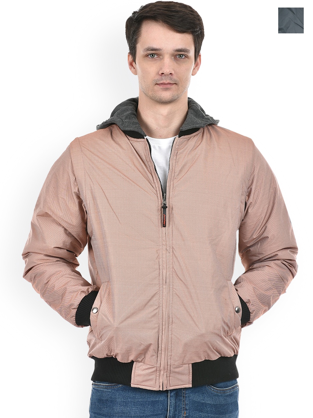 

Lawman pg3 Hooded Long Sleeves Reversible Bomber Jacket, Pink