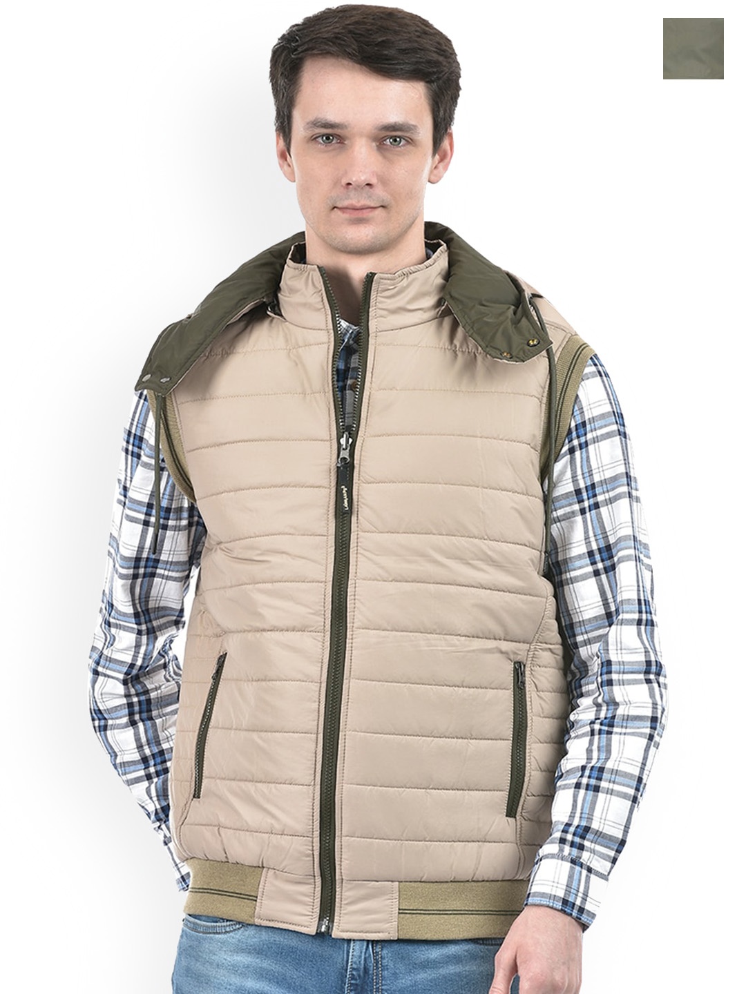 

Lawman pg3 Men Sleeveless Hooded Reversible Padded Jacket, Green
