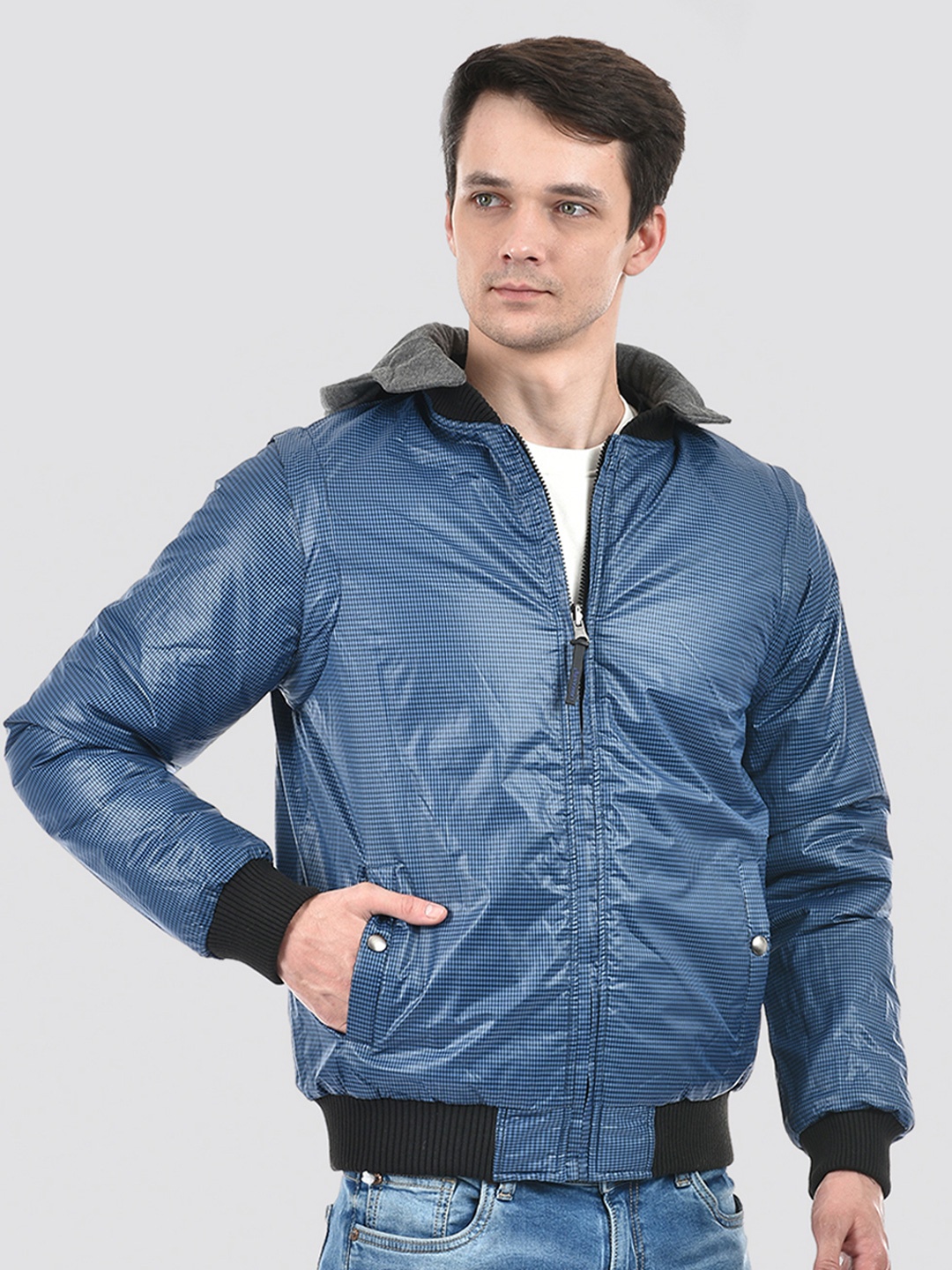 

Lawman pg3 Detachable Hooded Reversible Bomber Jacket, Blue