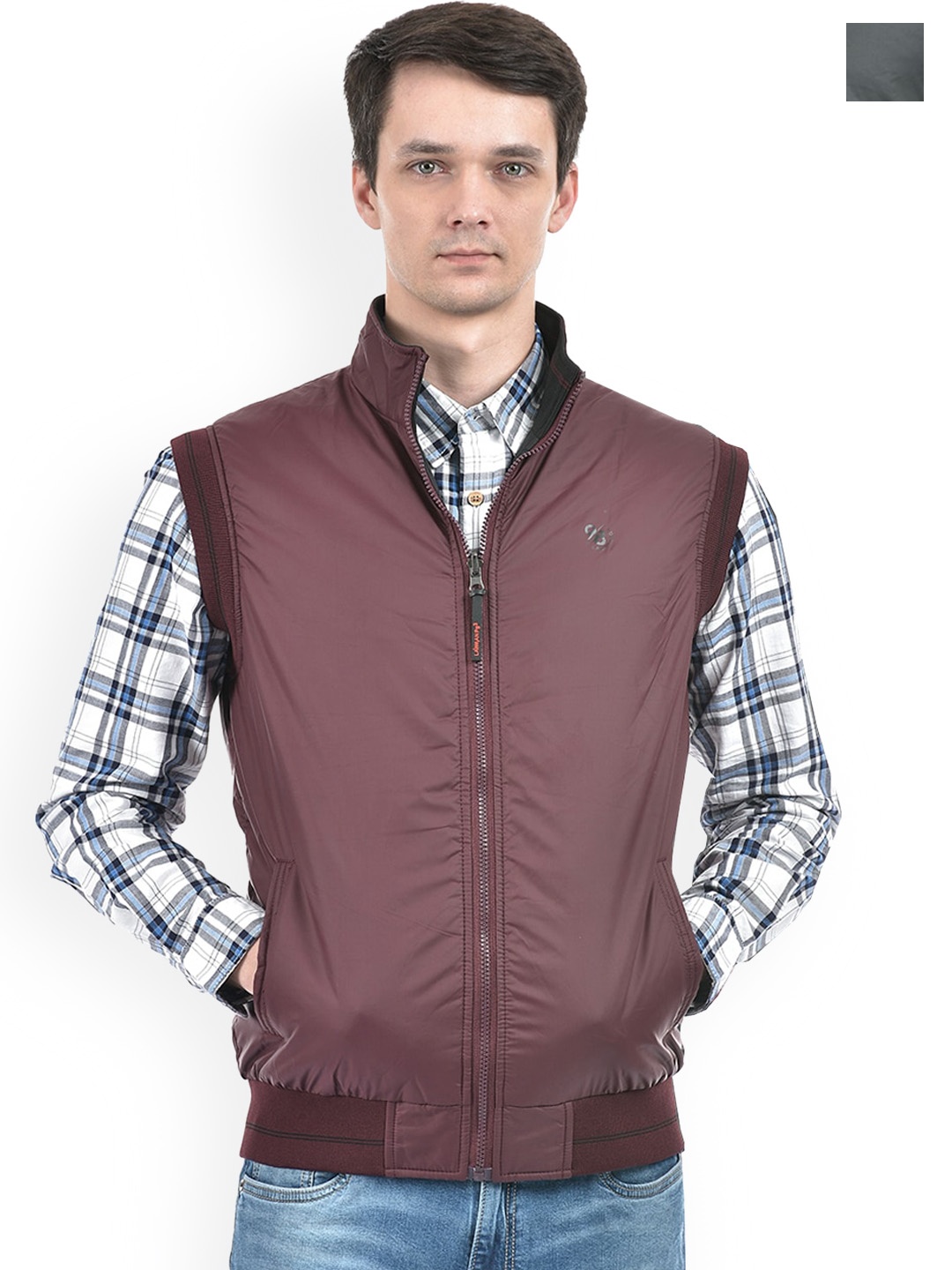 

Lawman pg3 Stand Collar Reversible Bomber Jacket, Maroon