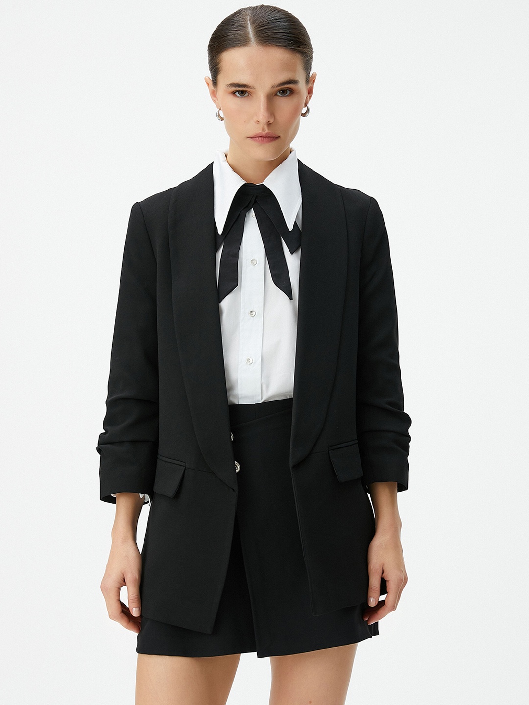 

Koton Shawl Lapel Single Breasted Blazer, Black