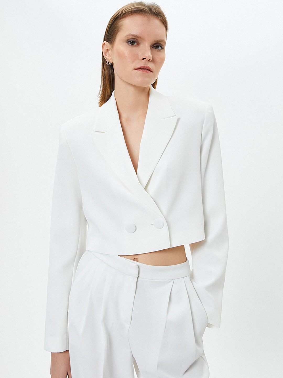 

Koton WNotched Lapel Double Breasted Blazer, Off white