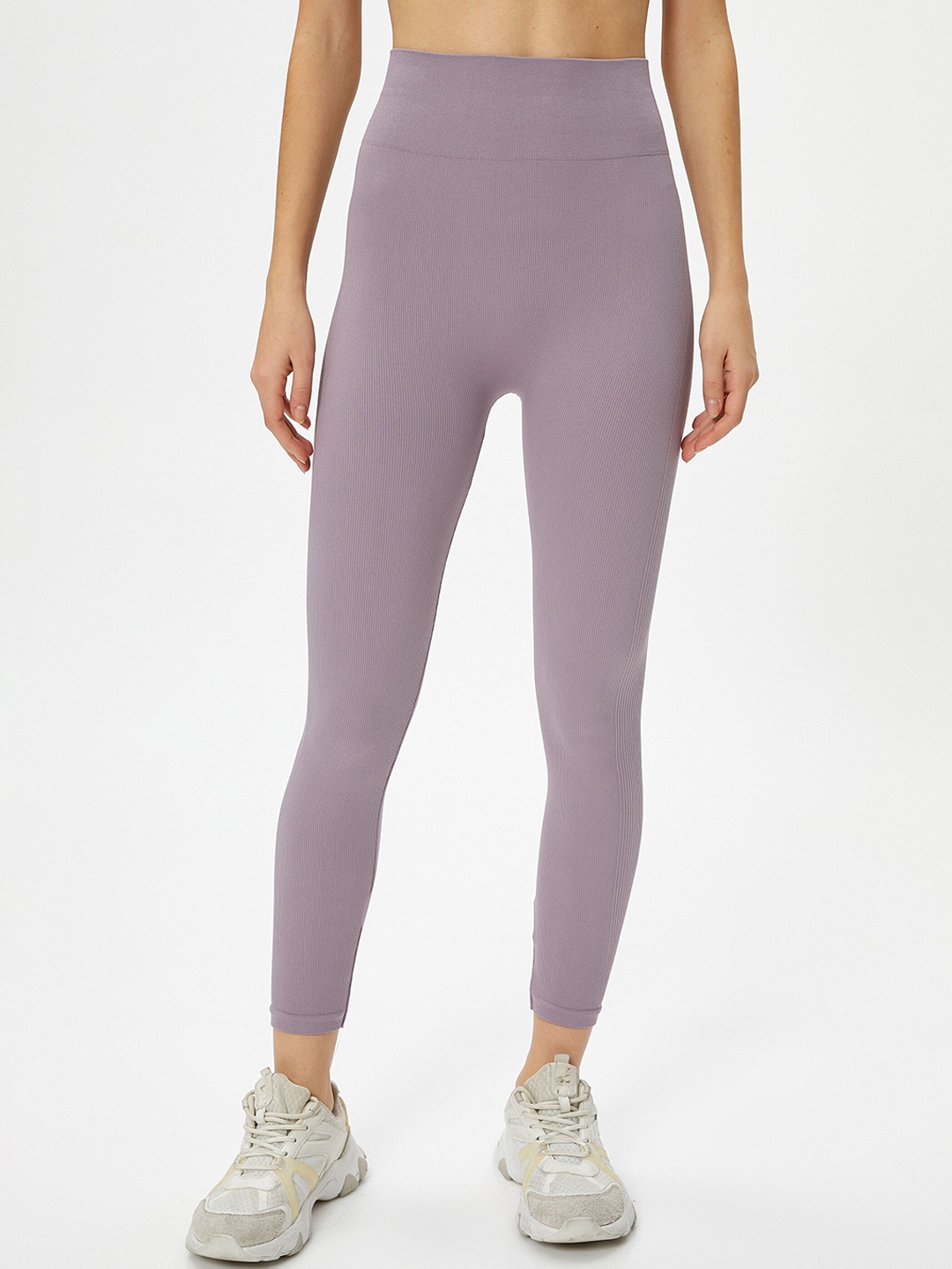 

Koton Women High-Rise Ankle Length Training or Gym Tights, Purple
