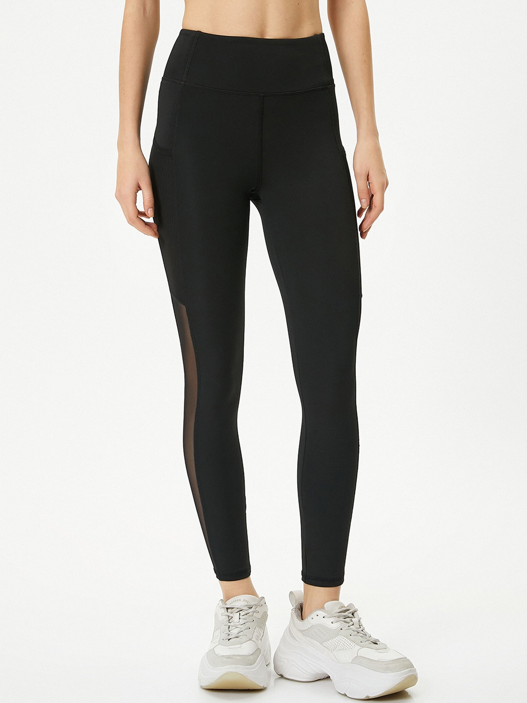 

Koton Women High Rise Ankle Length Training or Gym Tights, Black