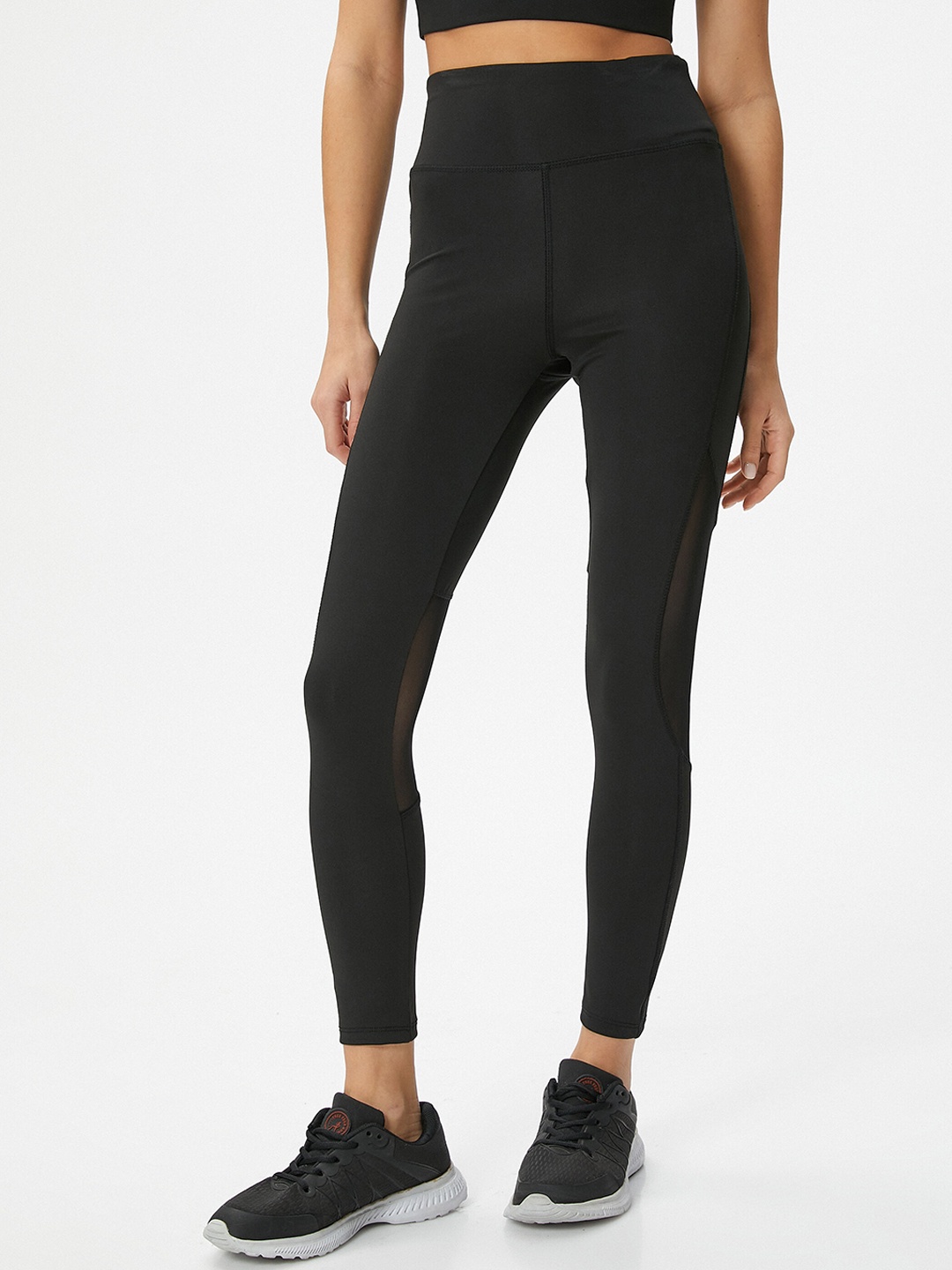 

Koton Women High Rise Ankle Length Training or Gym Tights, Black