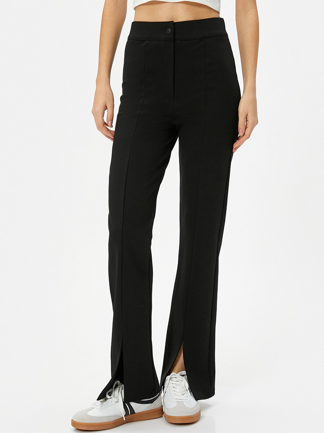 

Koton Women Slim-Fit High-Rise Bootcut Trousers, Black