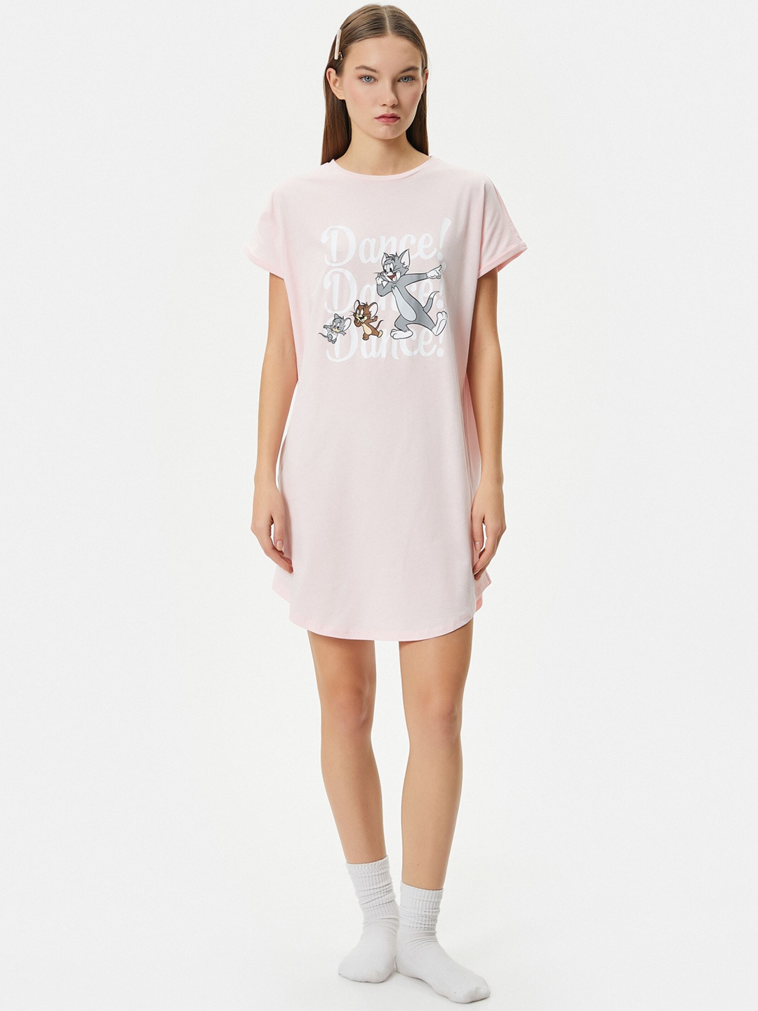 

Koton Cartoon Characters Printed T-shirt Nightdress, Pink
