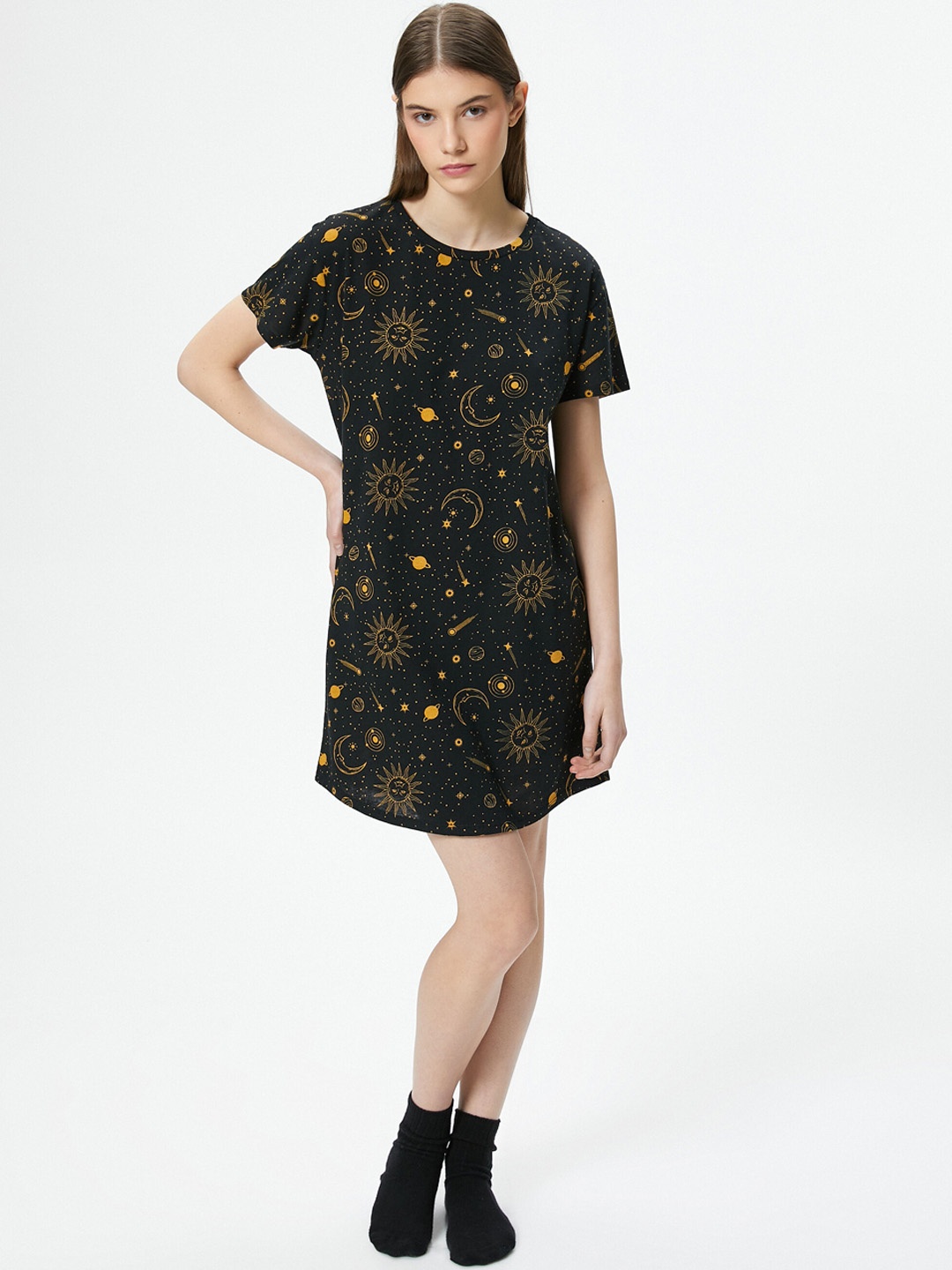 

Koton Graphic Printed Nightdress, Black