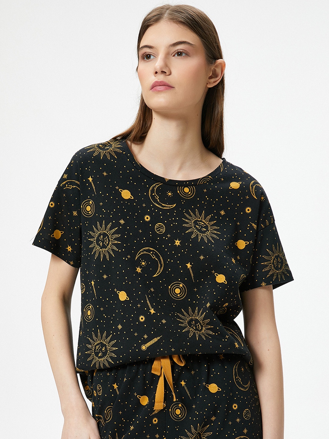

Koton Conversational Printed Pure Cotton Night suit, Black
