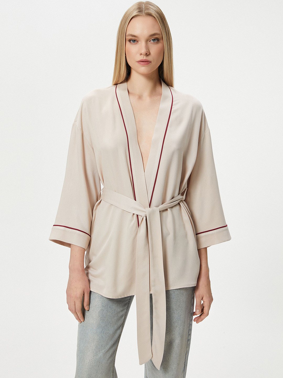

Koton Longline Open Front Jacket, Beige