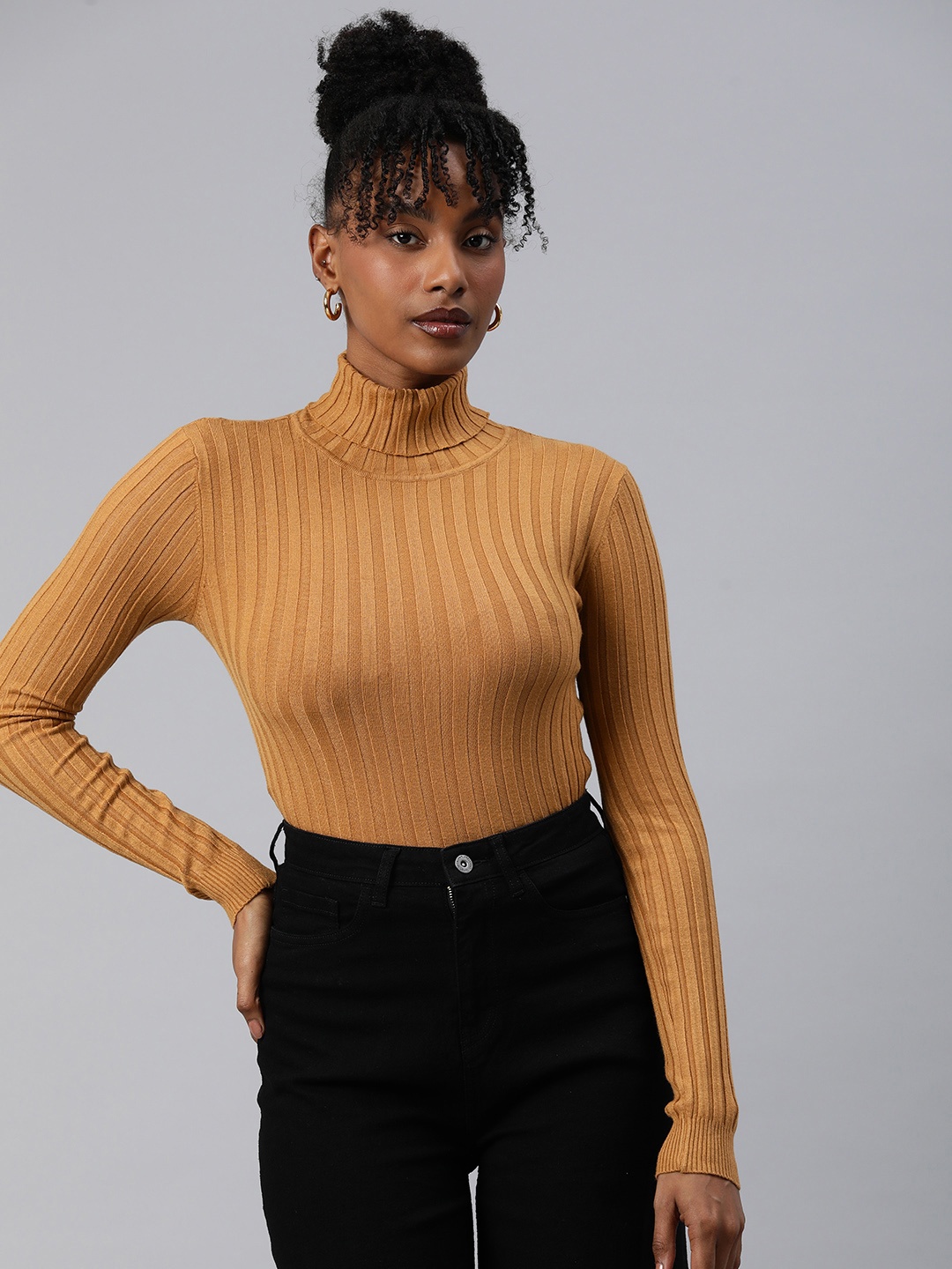 

London Rag Turtle Neck Ribbed Pullover, Beige
