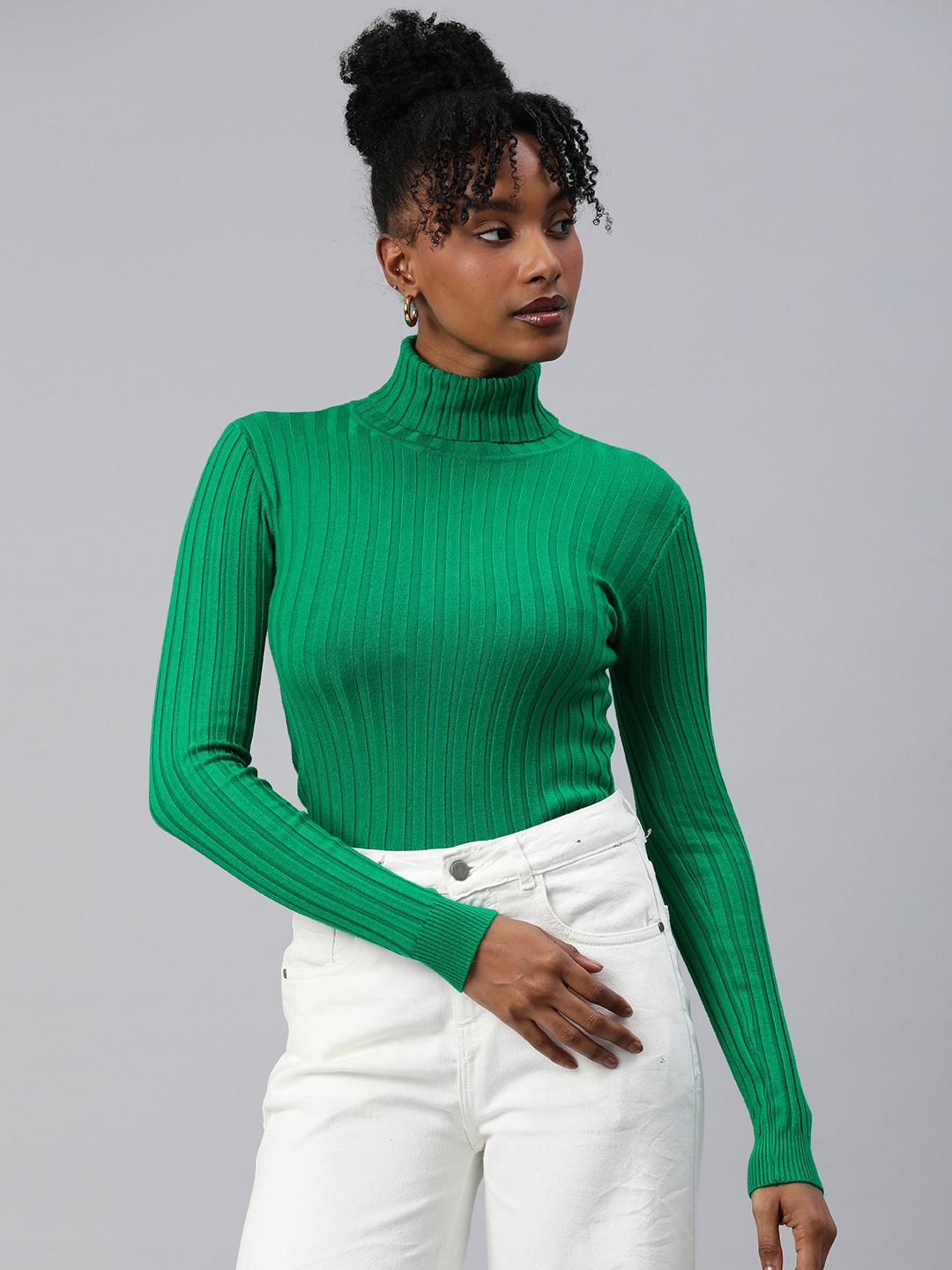 

London Rag Turtle Neck Ribbed Pullover, Green