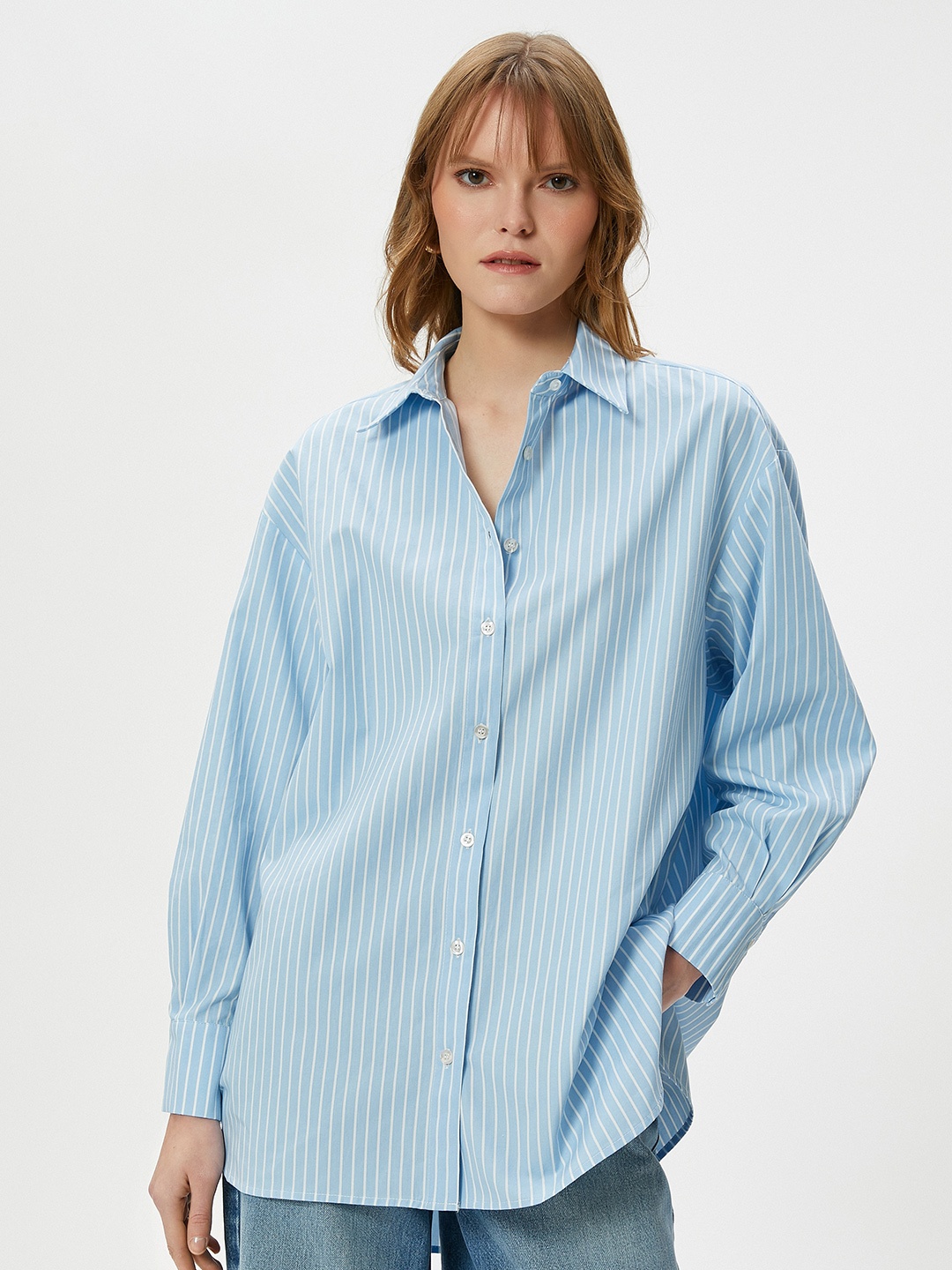 

Koton Vertical Stripes Pure Cotton Casual Shirt, White