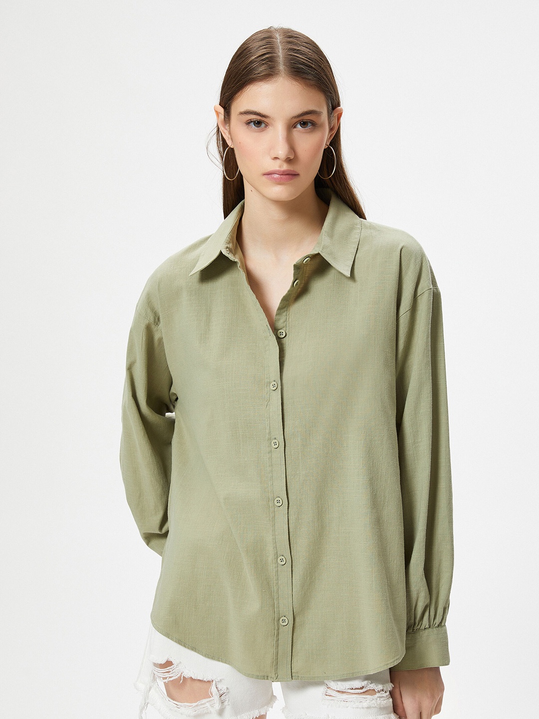 

Koton Spread Collar Casual Shirt, Green