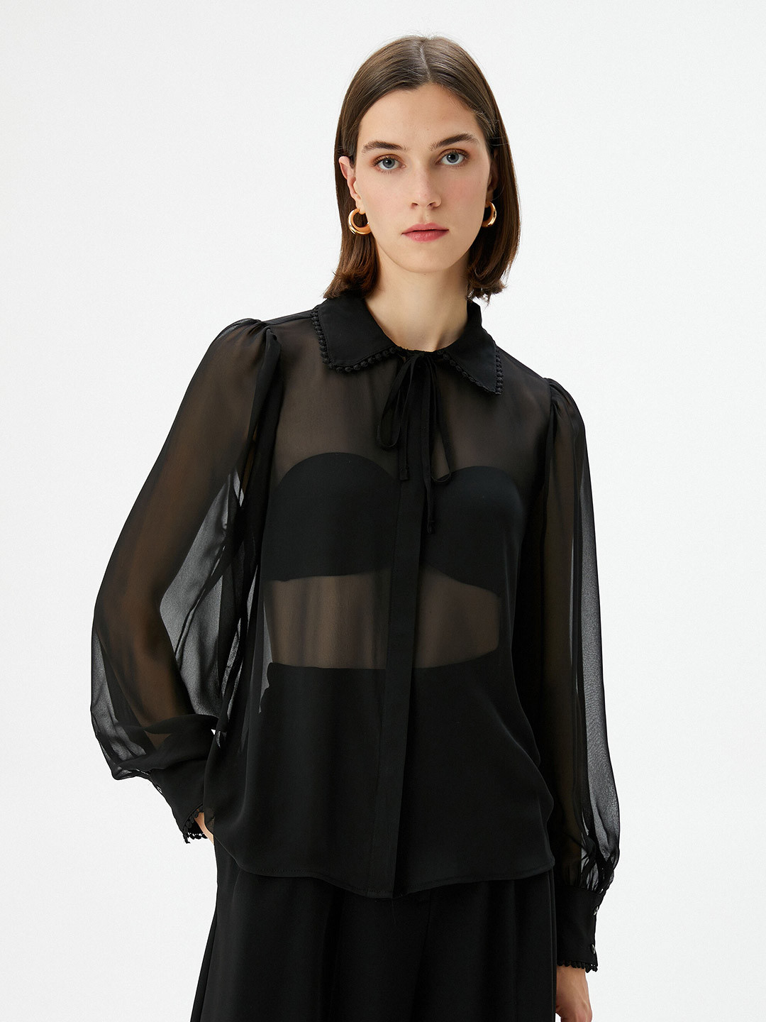 

Koton Puff Sleeves Casual Shirt, Black
