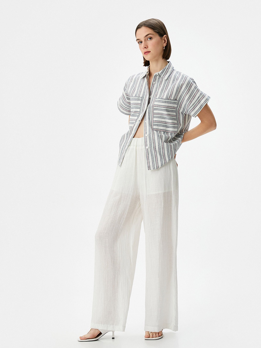 

Koton Vertical Stripes Casual Shirt, Grey
