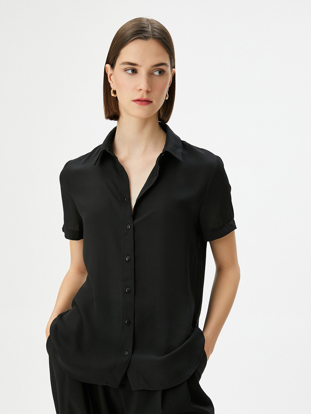 

Koton Spread Collar Regular Fit Casual Shirt, Black