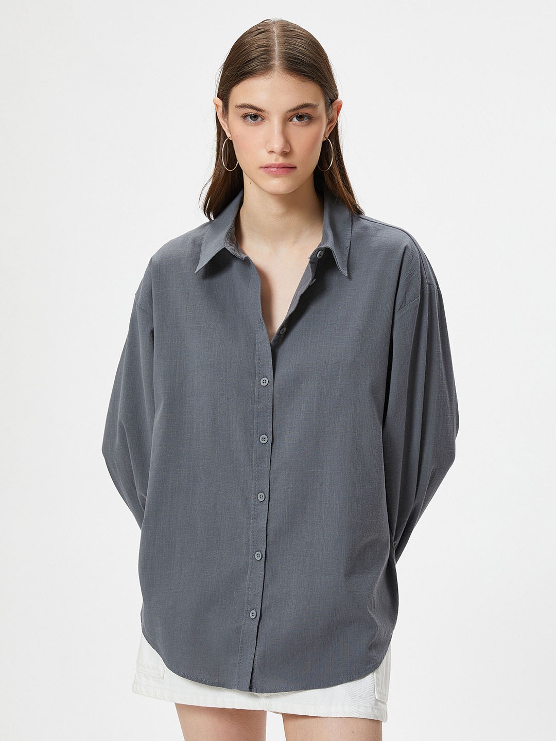 

Koton Spread Collar Casual Shirt, Grey