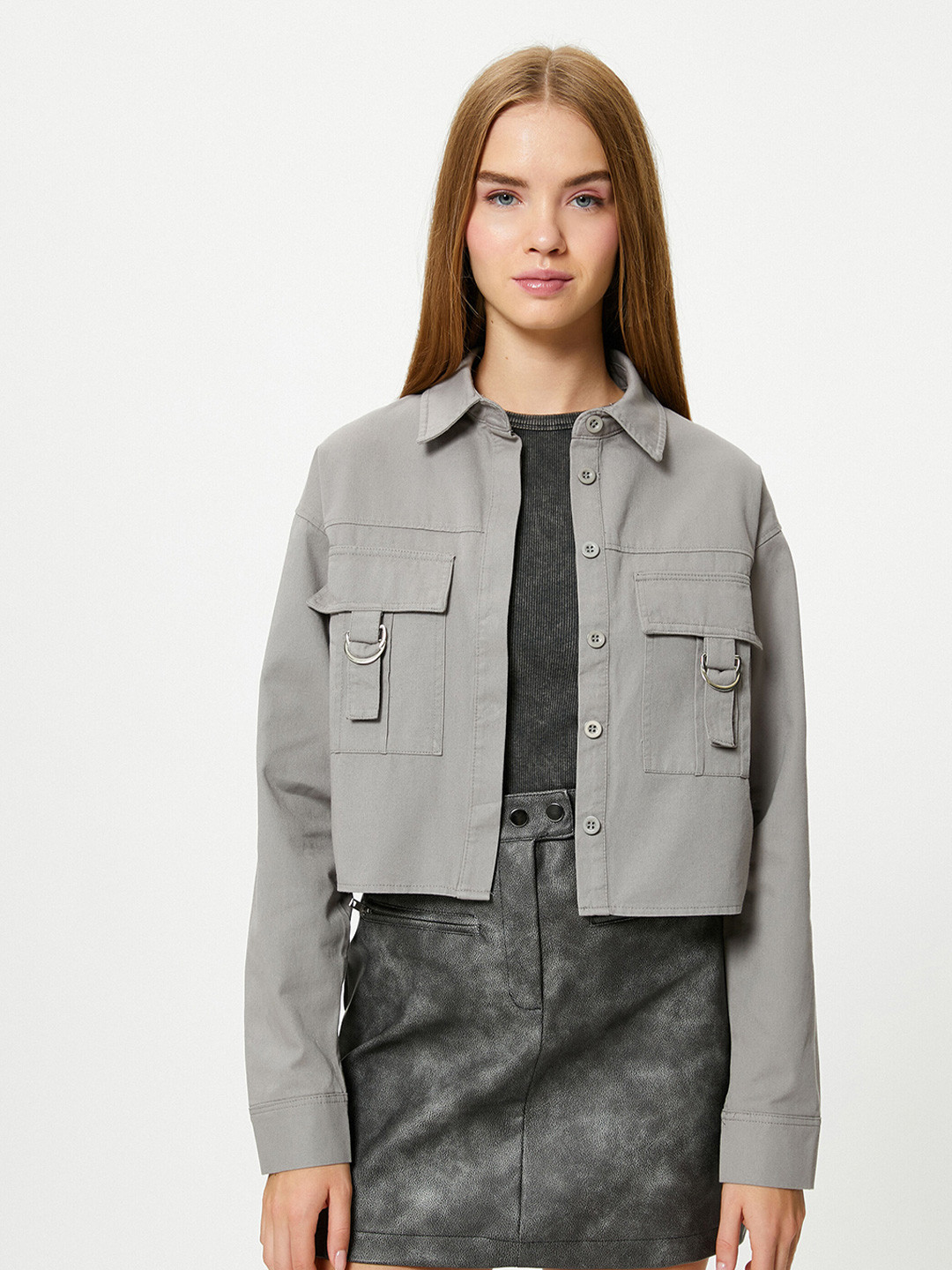 

Koton Spread Collar Casual Shirt, Grey