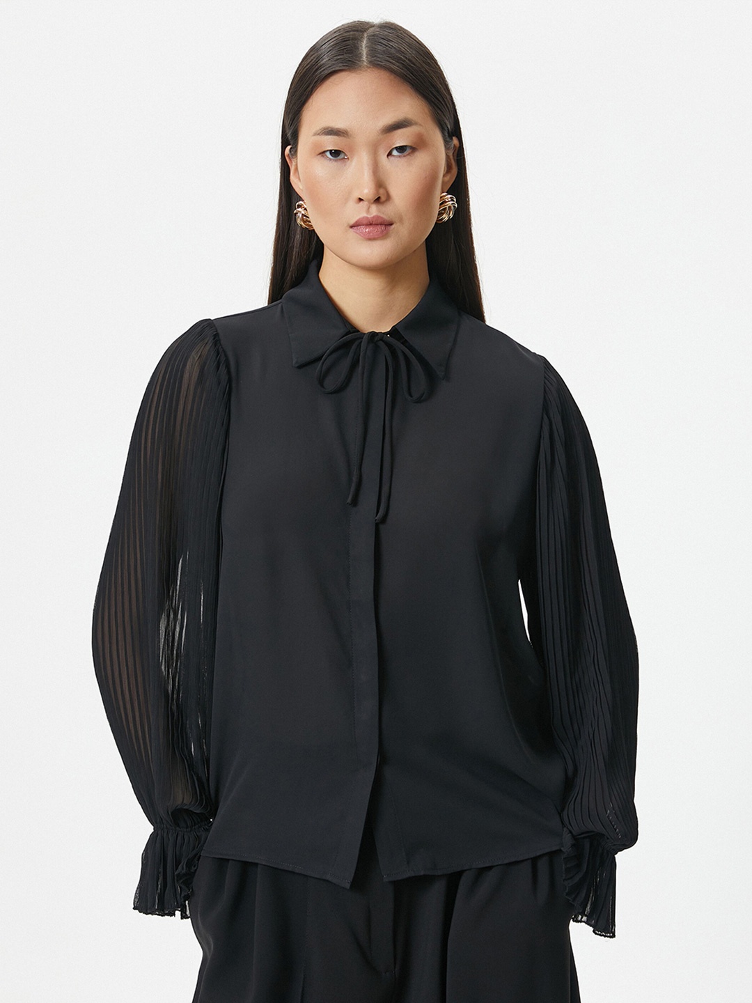 

Koton Puff Sleeves Casual Shirt, Black