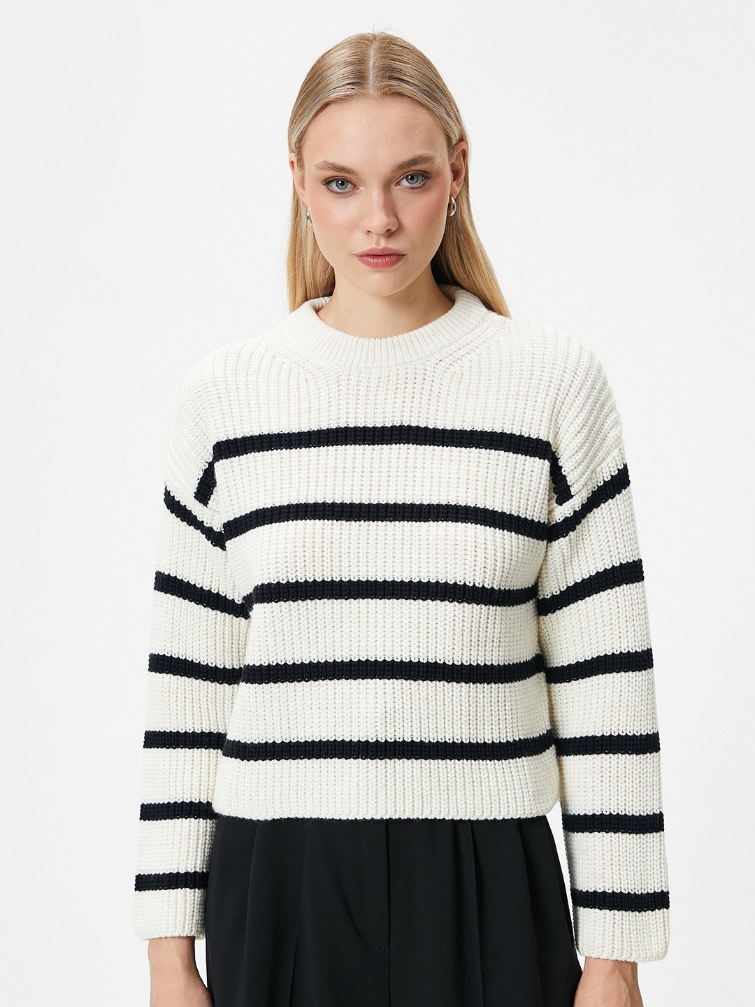 

Koton Striped Acrylic Pullover, Blue