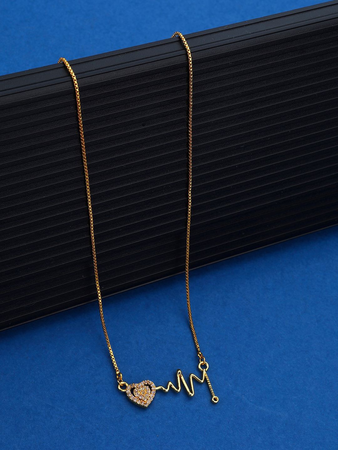 

SATJEWEL Gold-Plated American Diamond Studded Chain