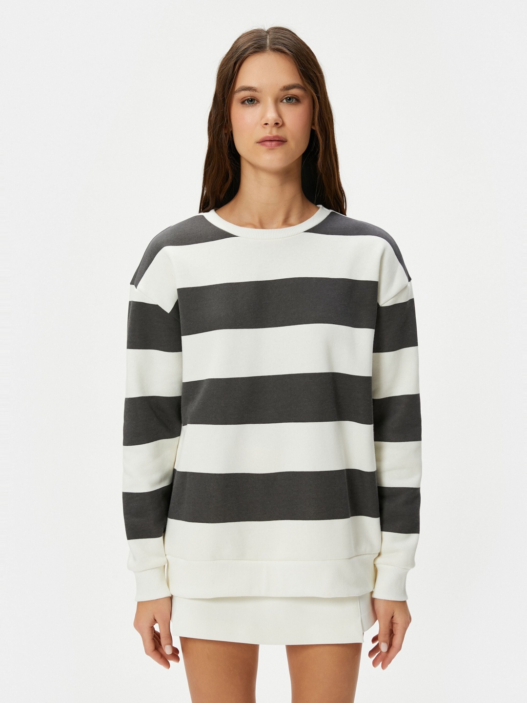 

Koton Round Neck Striped Pullover, Grey