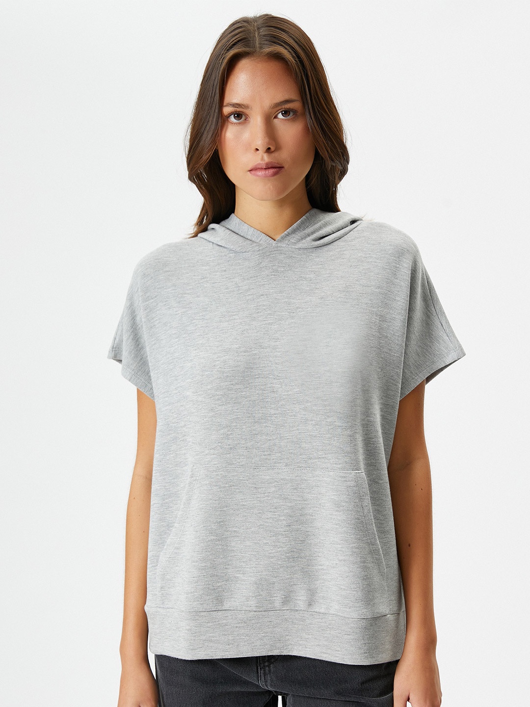 

Koton Hooded Extended Sleeves Sweatshirt, Grey