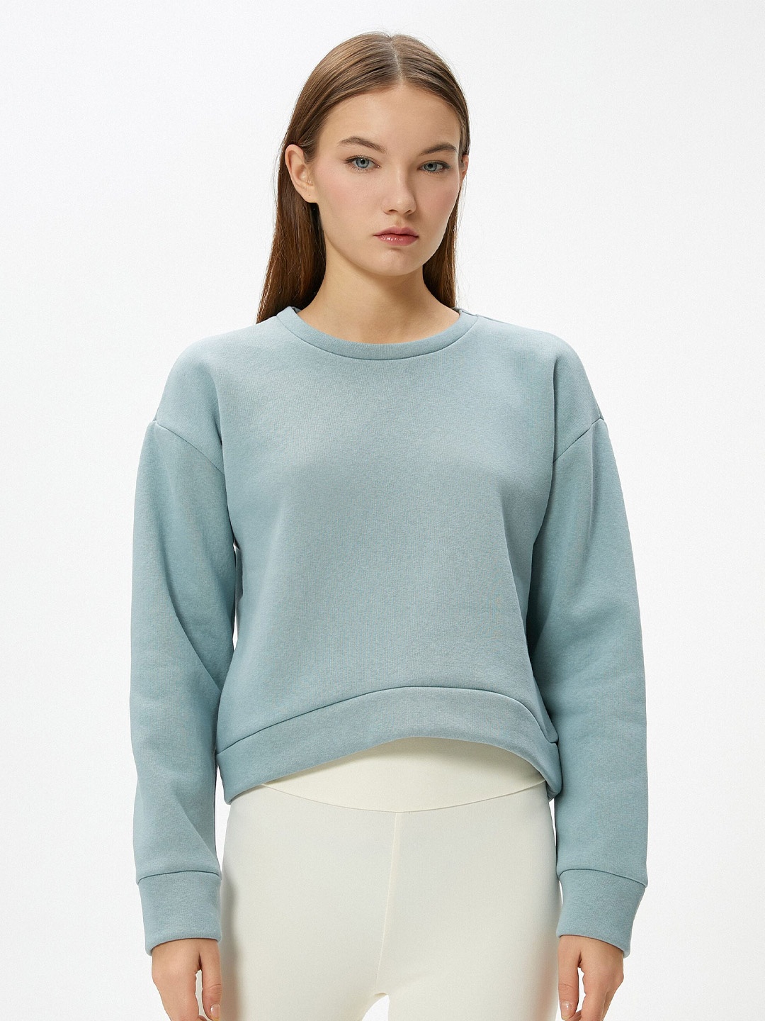 

Koton Round Neck Crop Sweatshirt, Blue