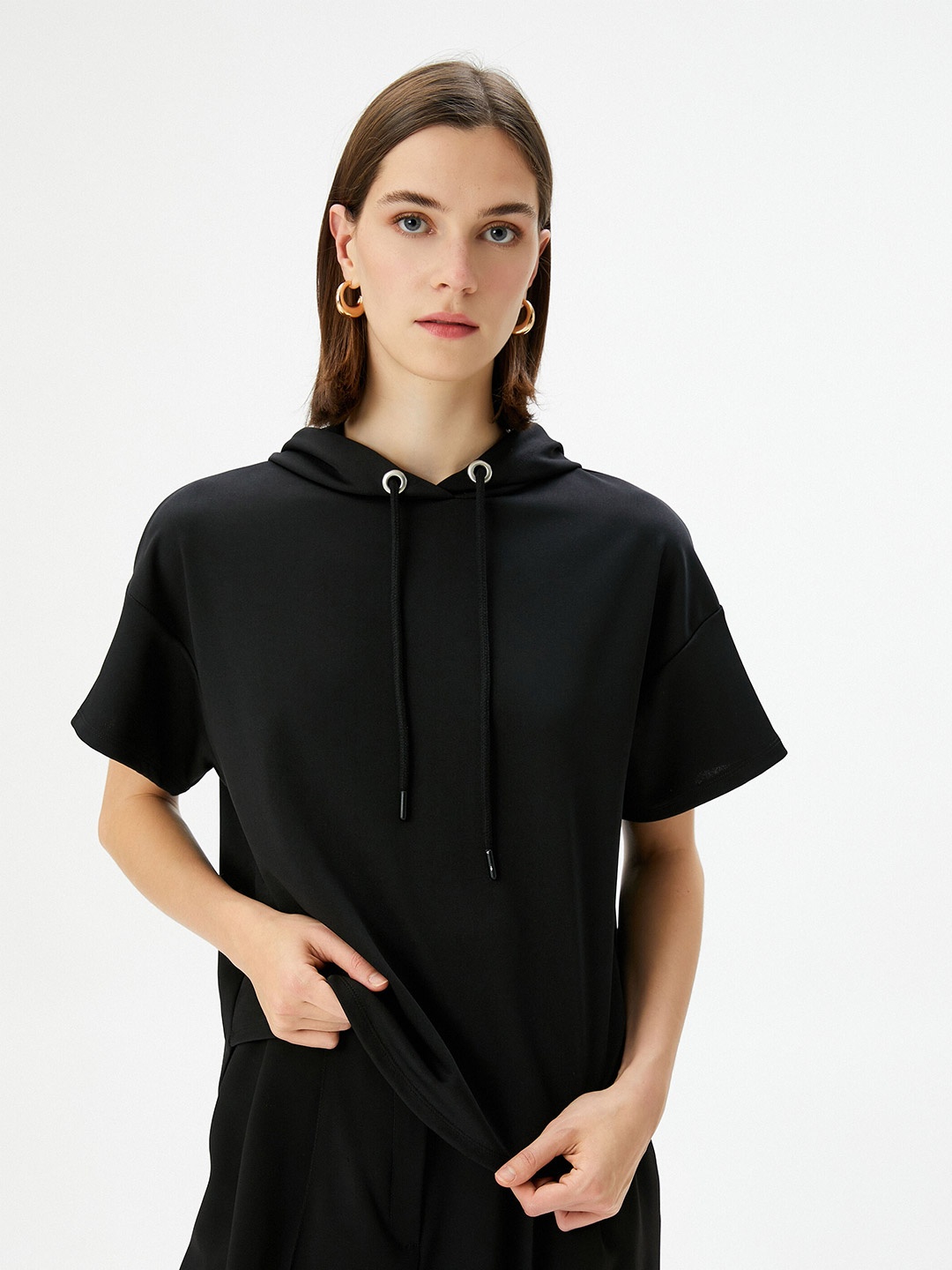 

Koton Hooded Extended Sleeves Sweatshirt, Black