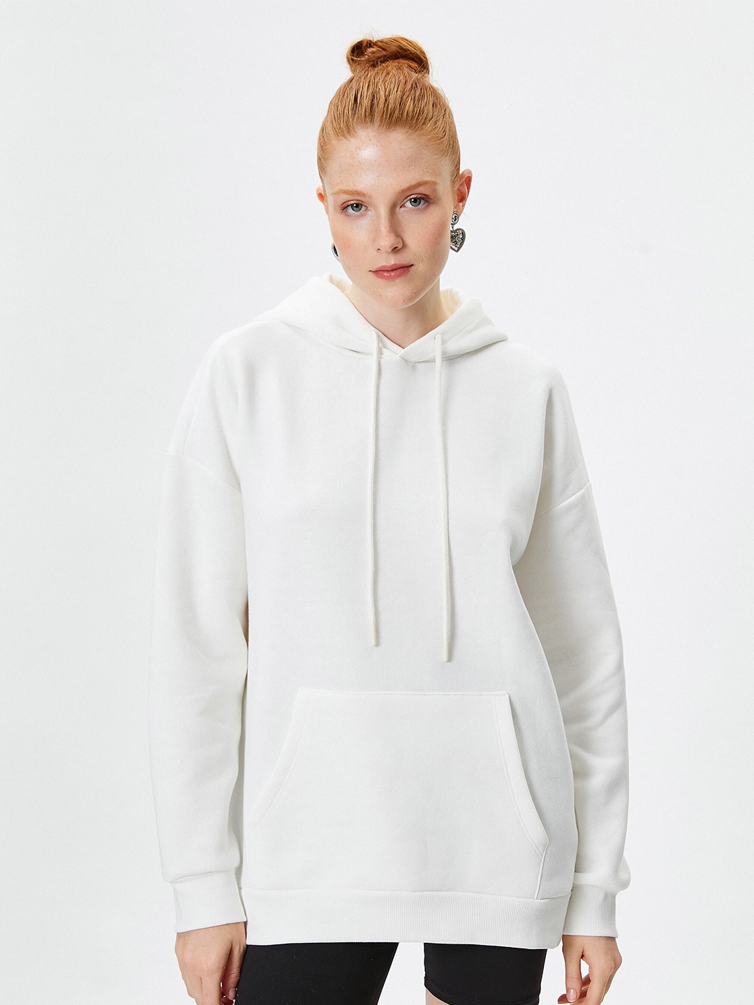 

Koton Long Drop Shoulder Sleeves Hooded Pullover, Beige