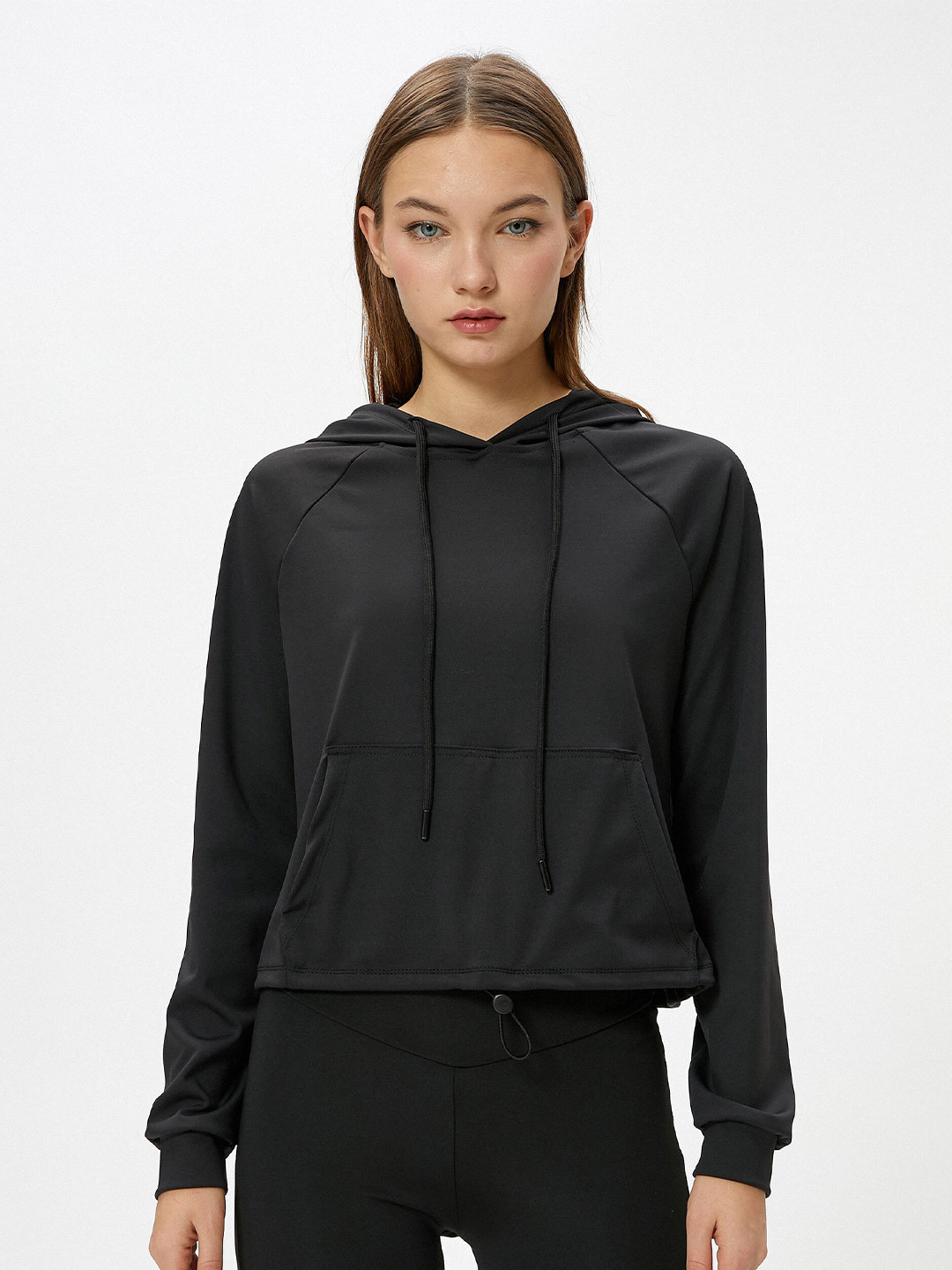 

Koton Hooded Crop Pullover, Black
