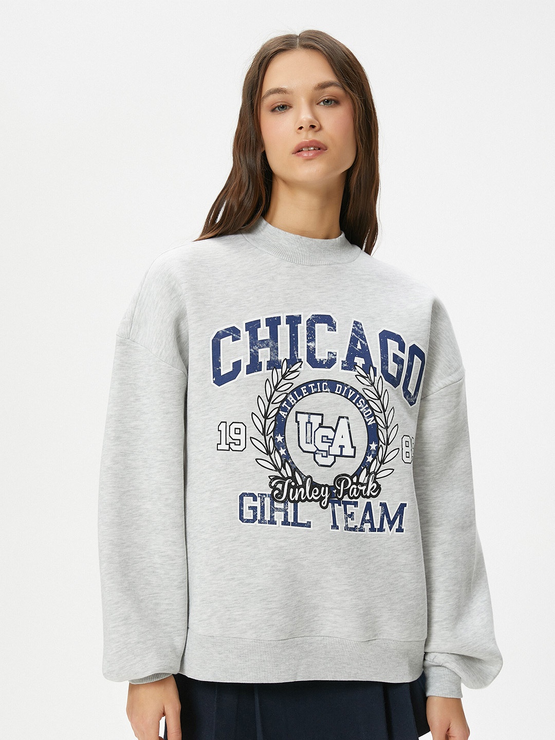 

Koton Typography Printed Long Sleeves Pullover, Grey